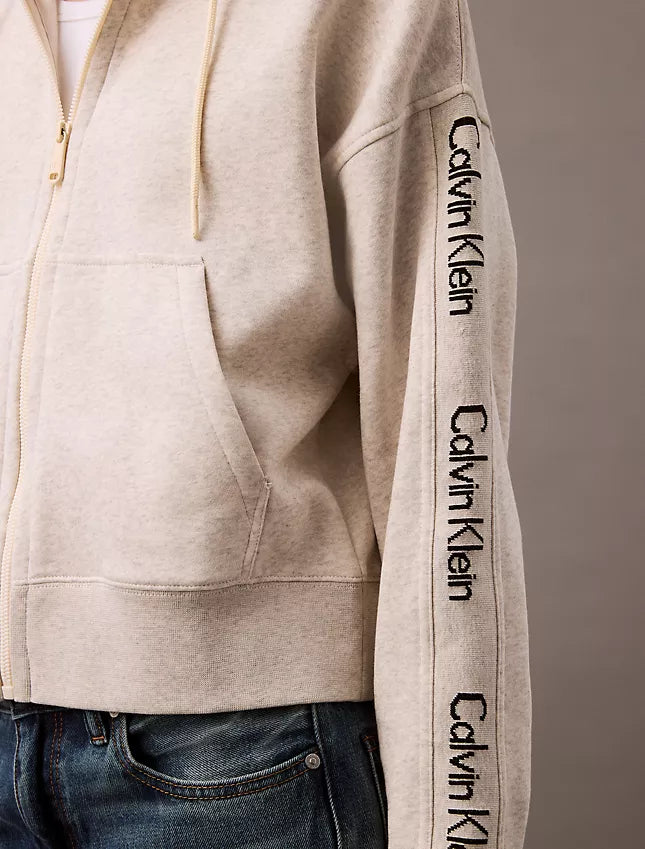 Calvin Klein Logo Tape Fleece Zip Hoodie