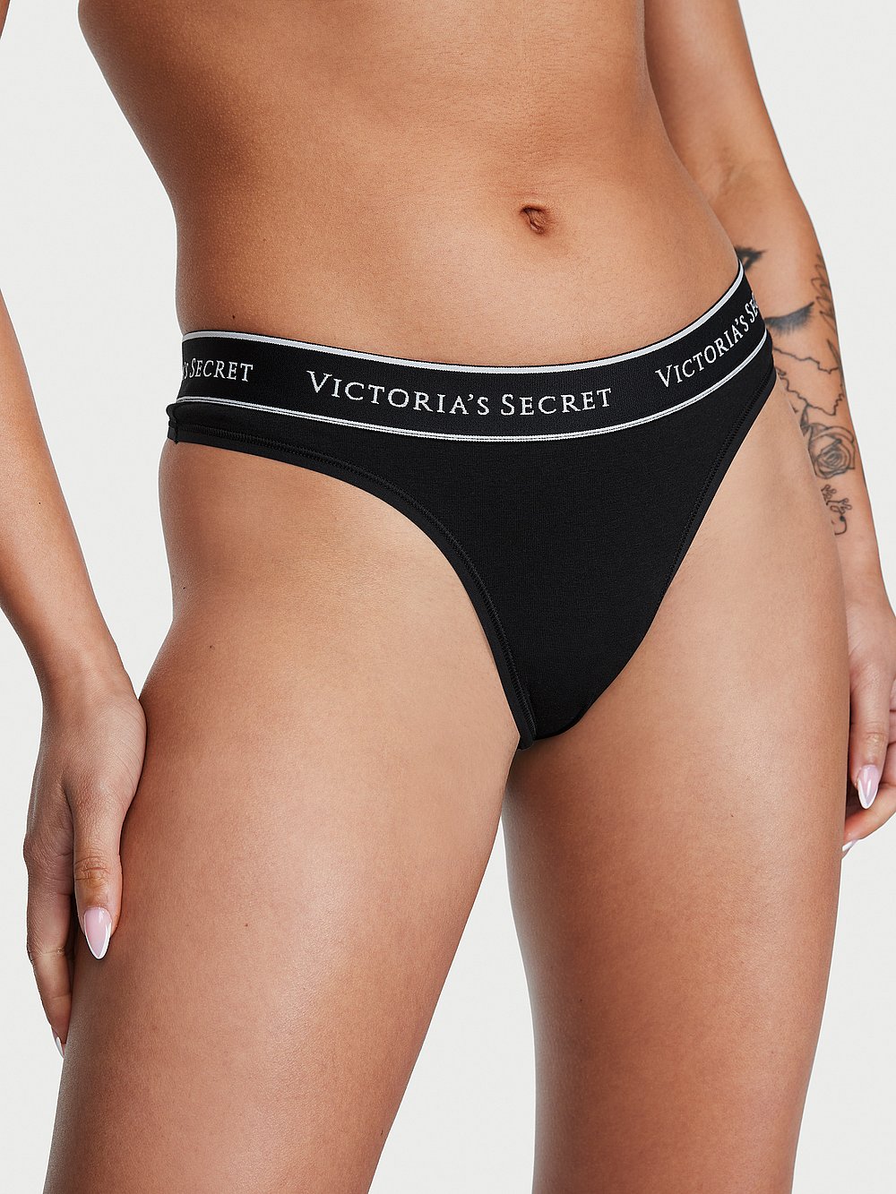 Victoria's Secret Cotton Logo Cotton Thong Panty