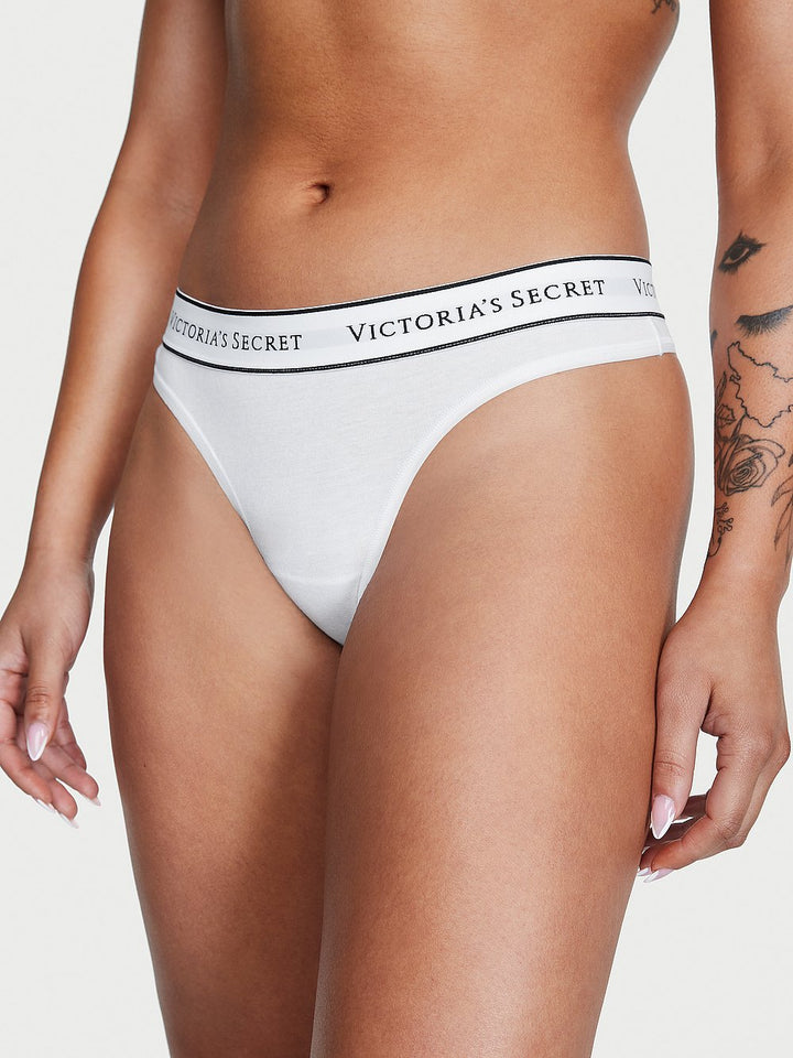 Victoria's Secret Cotton Logo Cotton Thong Panty