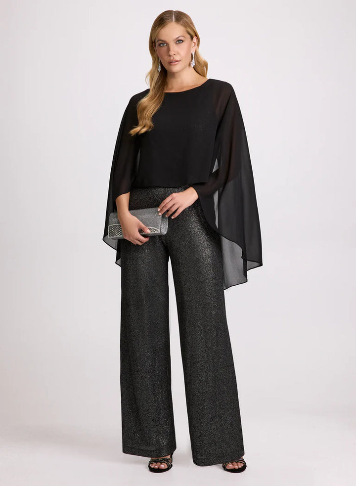 LAURA Sheer Capelet Overlay Jumpsuit