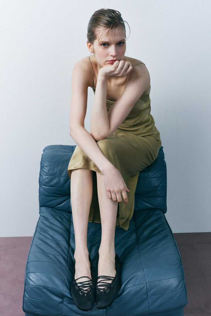 ZARA SATIN EFFECT BALLET FLATS 50TH ANNIVERSARY