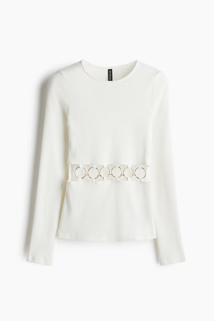H&M RIBBED CUTOUT TOP
