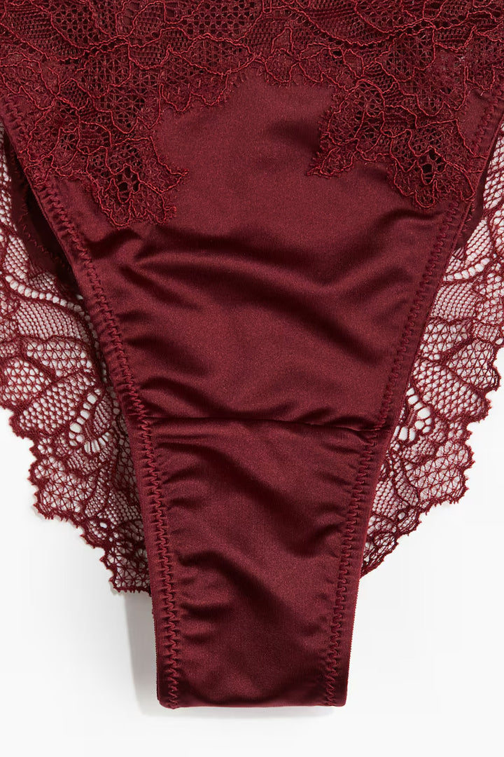 H&M 2-PACK MICROFIBRE AND LACE TANGA BRIEFS