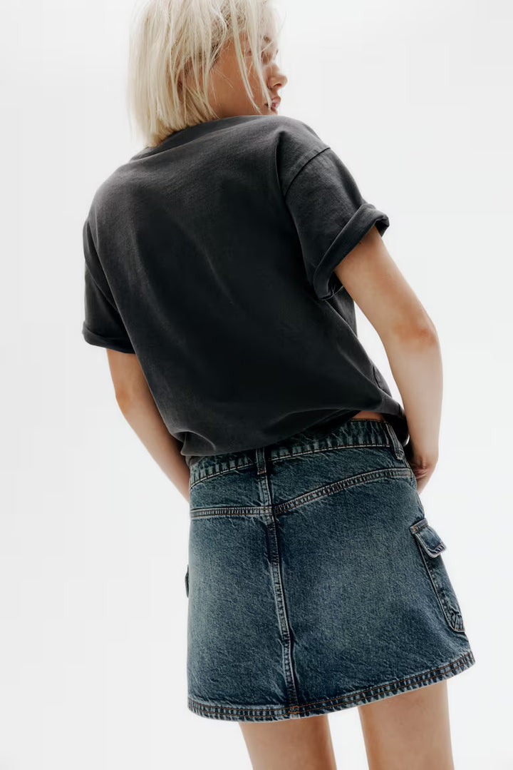 H&M DENIM CARGO MINI SKIRT