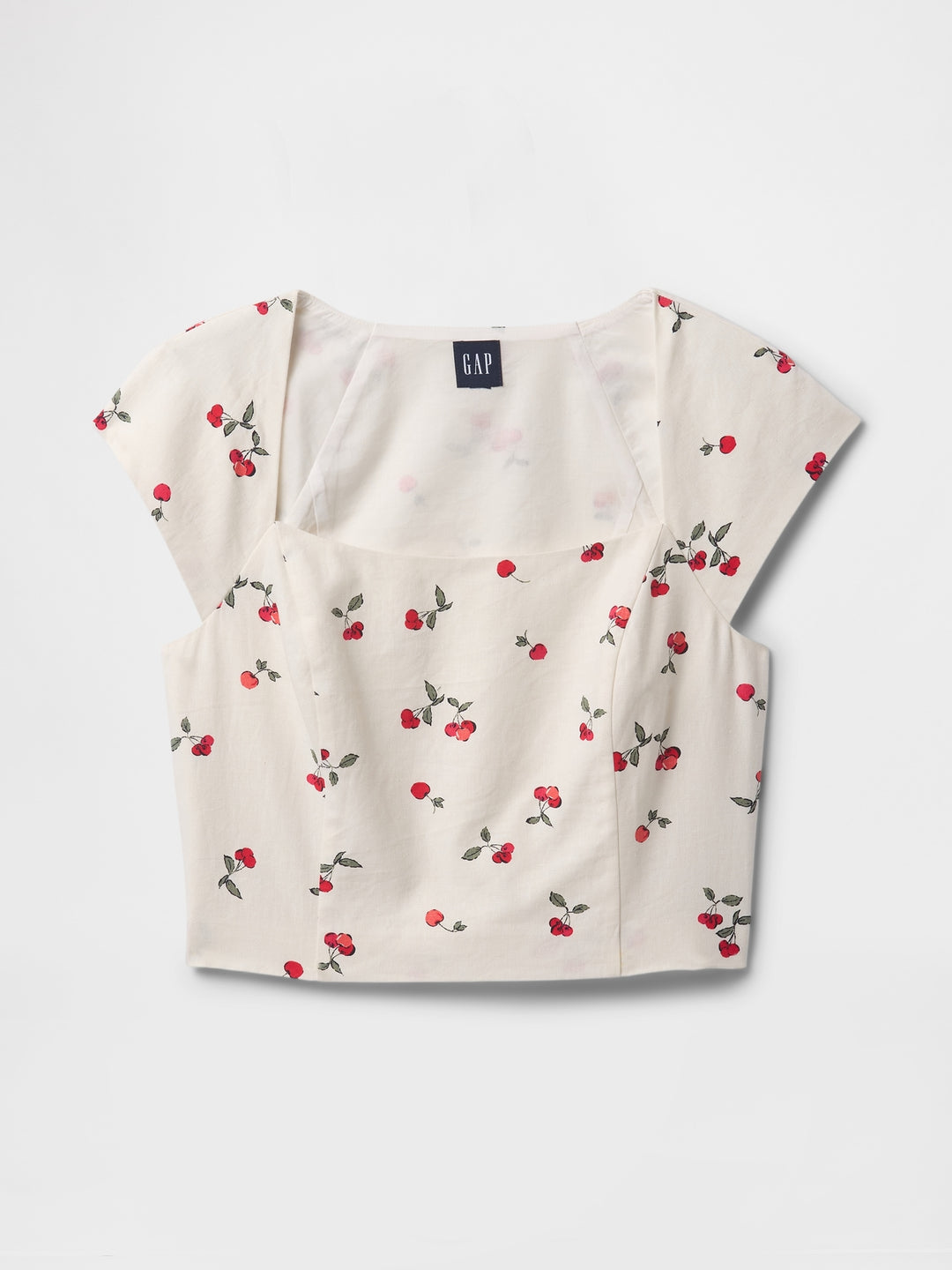 Gap Linen-Blend Cap-Sleeve Cropped Top