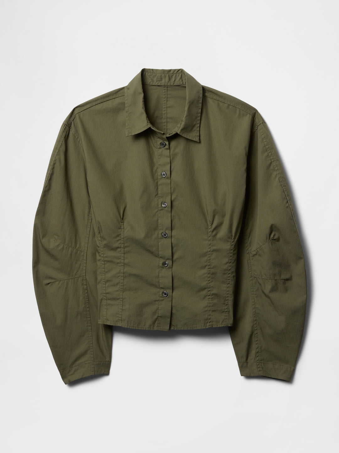 Gap Organic Cotton Poplin Barrel-Sleeve Cropped Shirt