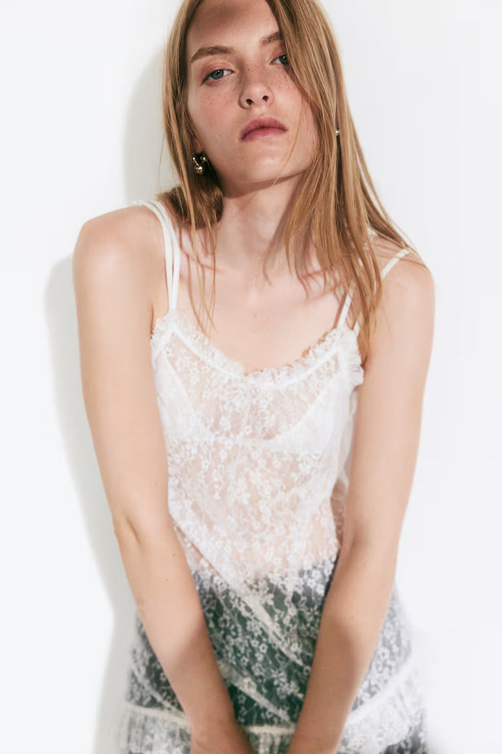 H&M Ruffle-trimmed Lace Dress