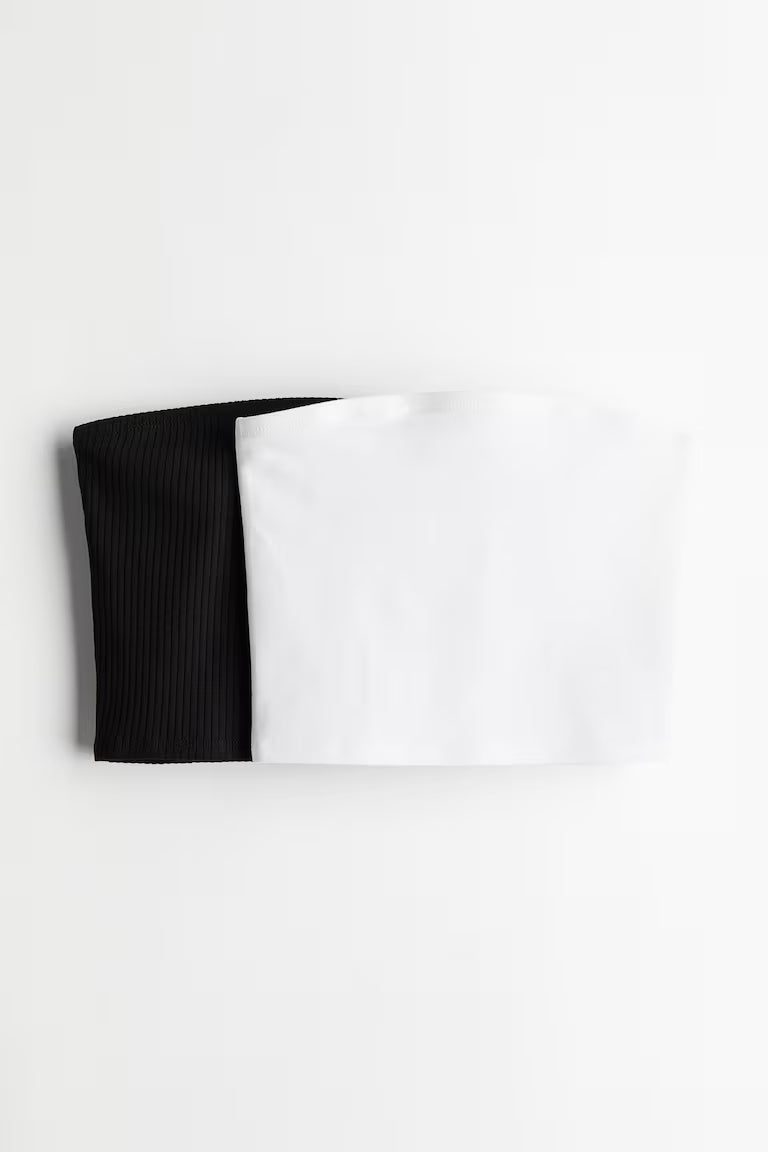 H&M 2-PACK SHORT TUBE TOPS