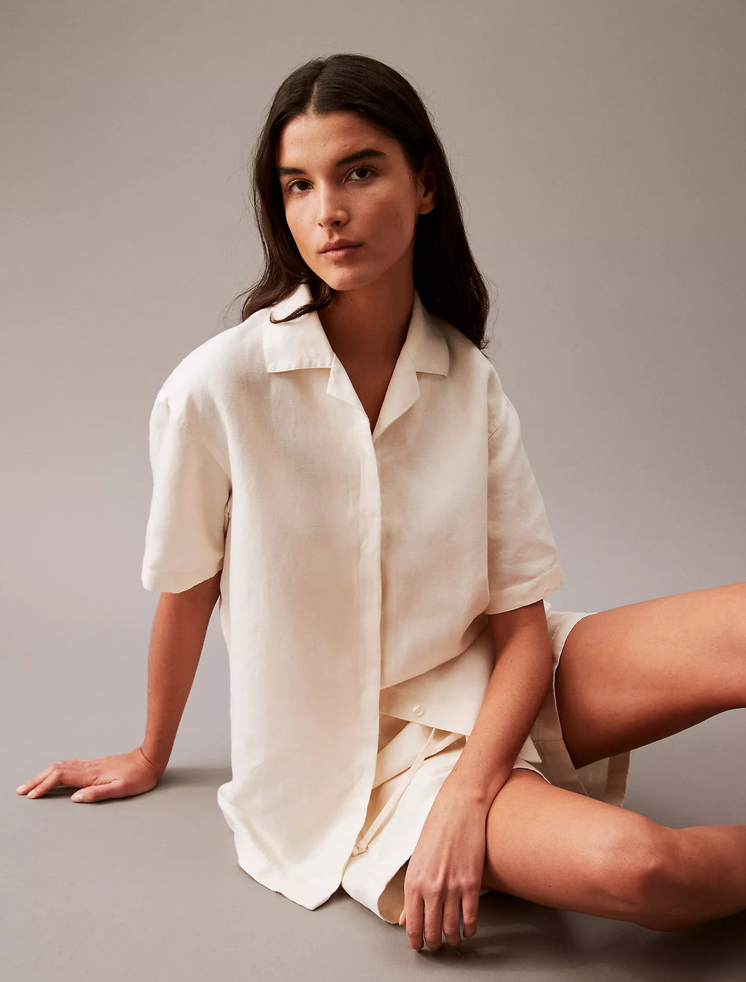 Calvin Klein Linen Blend Camp Button-Down Shirt