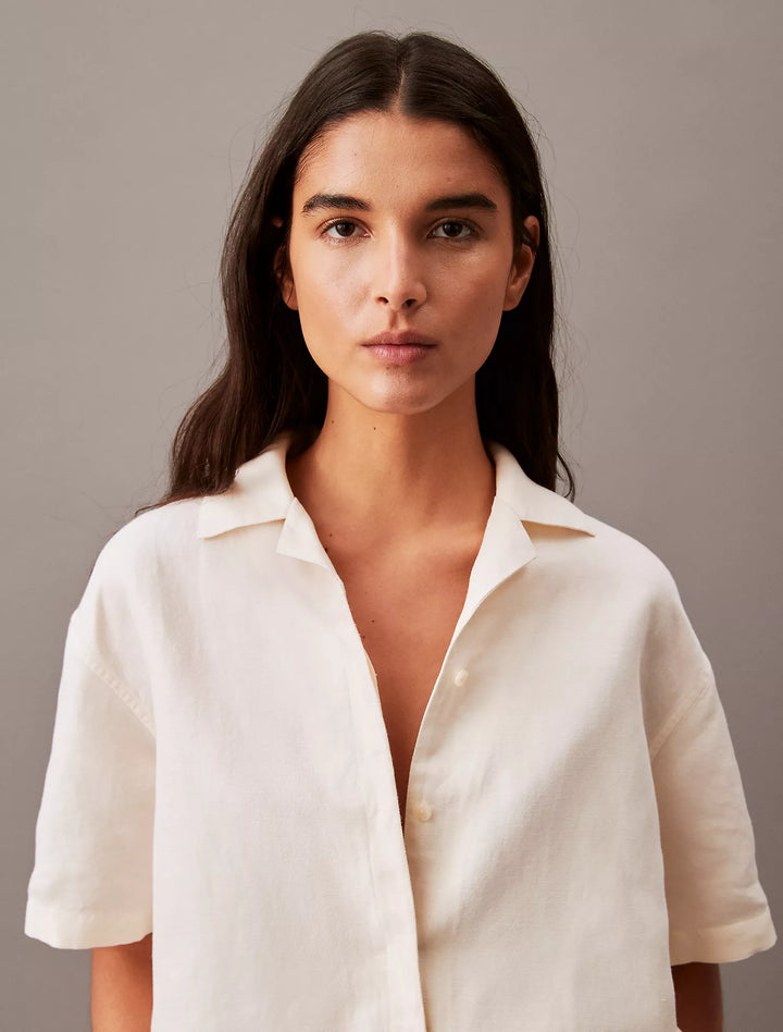 Calvin Klein Linen Blend Camp Button-Down Shirt