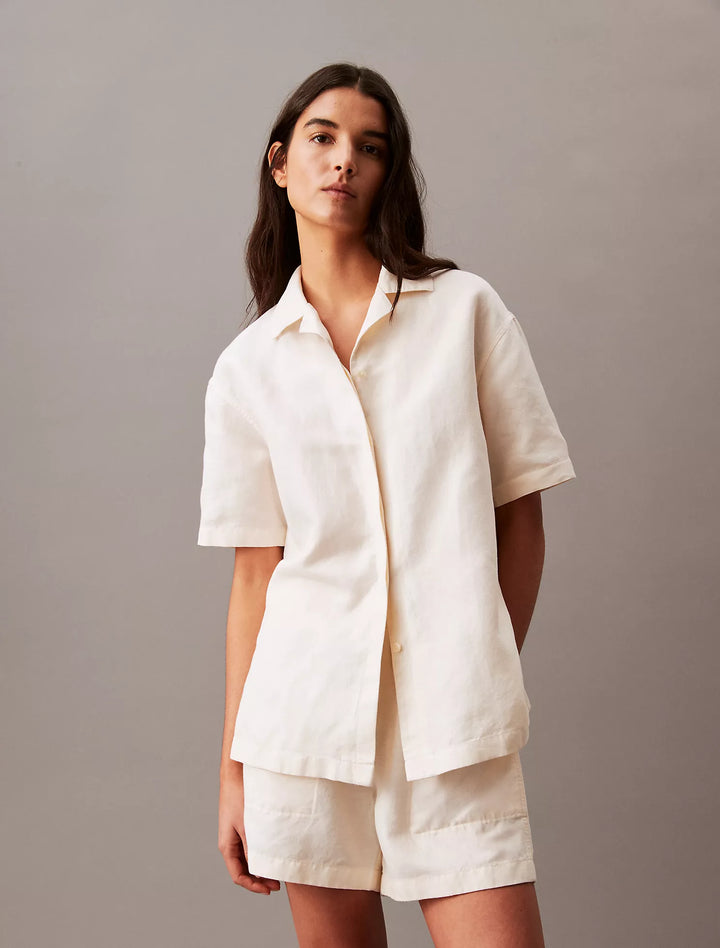 Calvin Klein Linen Blend Camp Button-Down Shirt