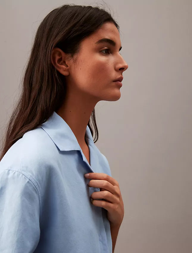 Calvin Klein Linen Blend Camp Button-Down Shirt