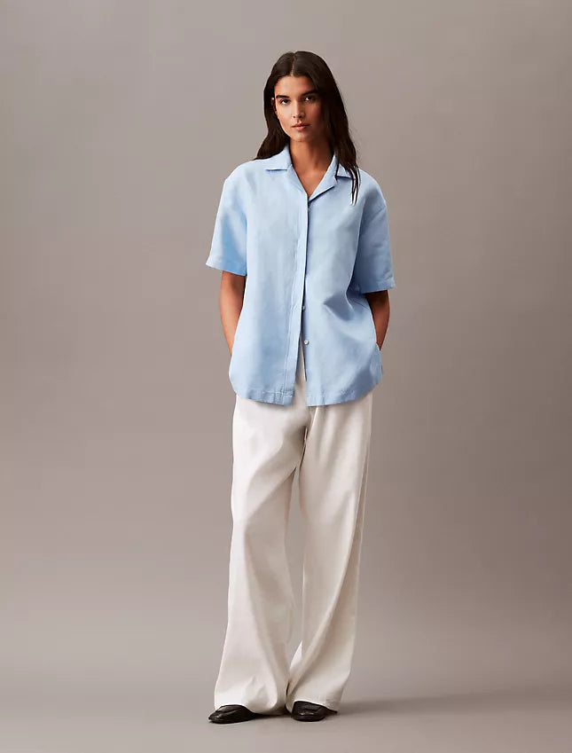 Calvin Klein Linen Blend Camp Button-Down Shirt