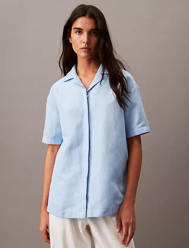 Calvin Klein Linen Blend Camp Button-Down Shirt