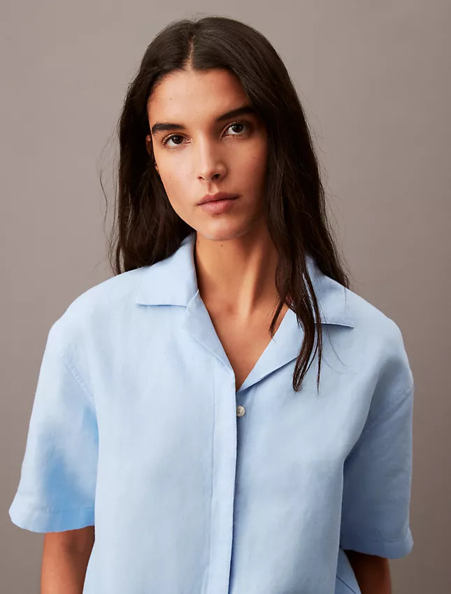 Calvin Klein Linen Blend Camp Button-Down Shirt