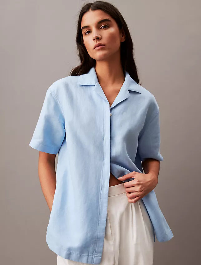 Calvin Klein Linen Blend Camp Button-Down Shirt