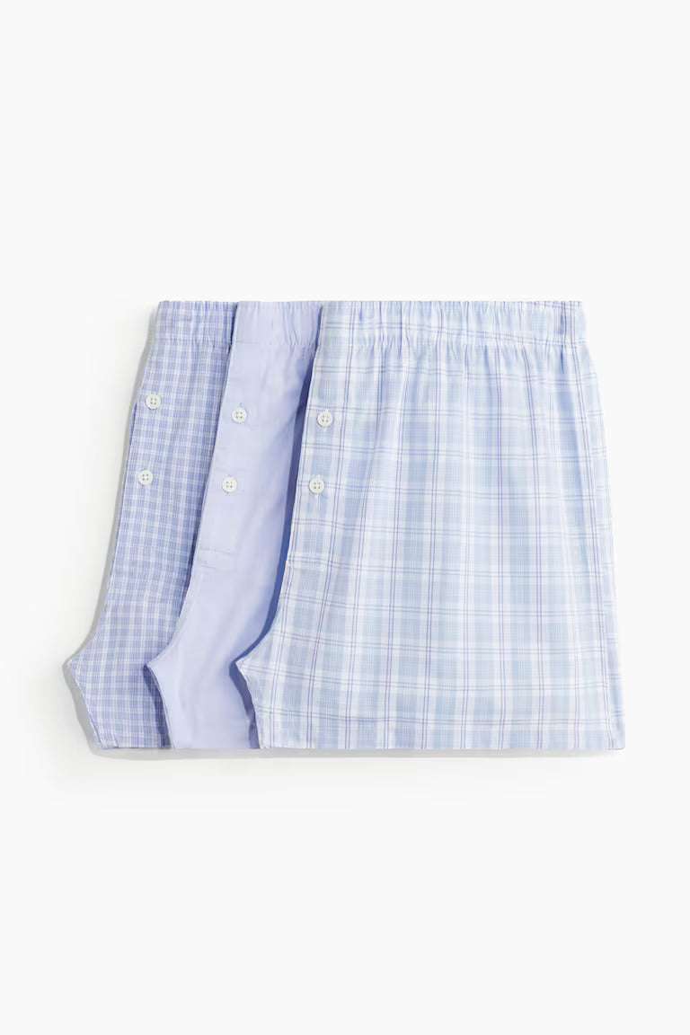 H&M 3-pack Woven Cotton Boxer Shorts