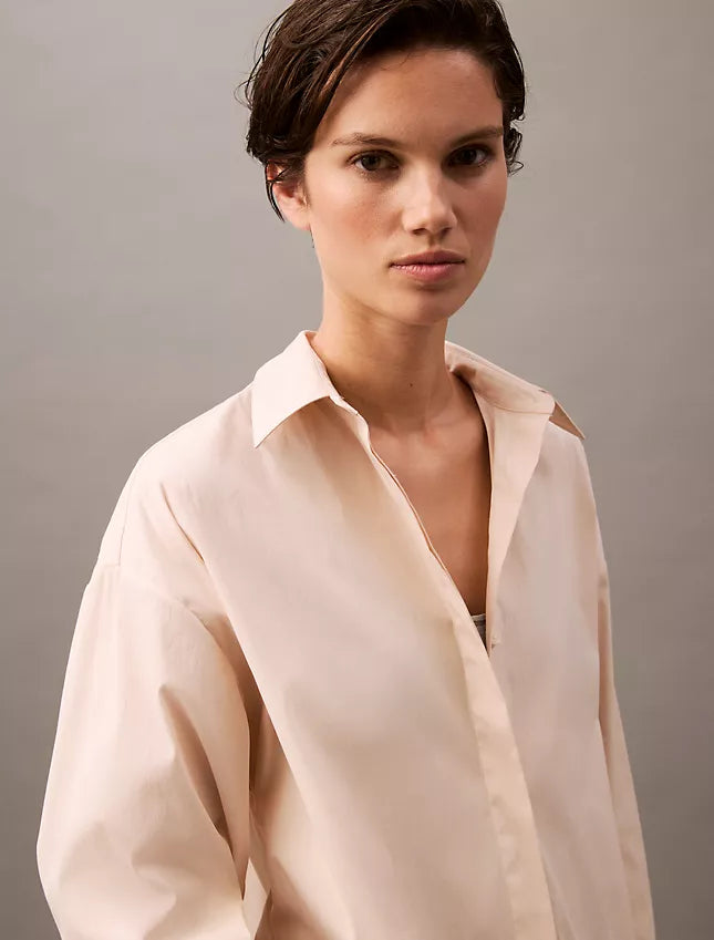 Calvin Klein Stretch Poplin Relaxed Fit Button-Down Shirt