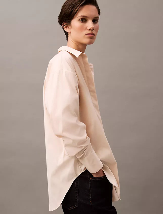 Calvin Klein Stretch Poplin Relaxed Fit Button-Down Shirt