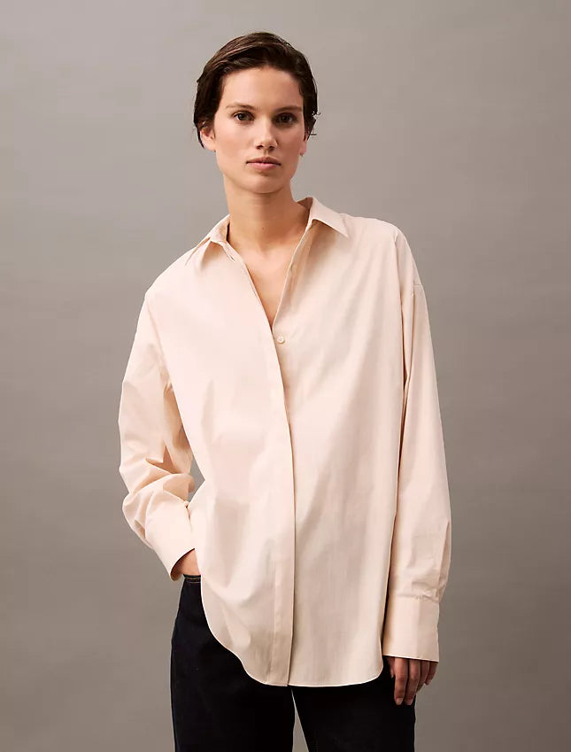 Calvin Klein Stretch Poplin Relaxed Fit Button-Down Shirt