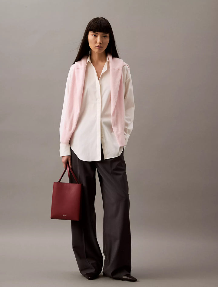 Calvin Klein Stretch Poplin Relaxed Fit Button-Down Shirt