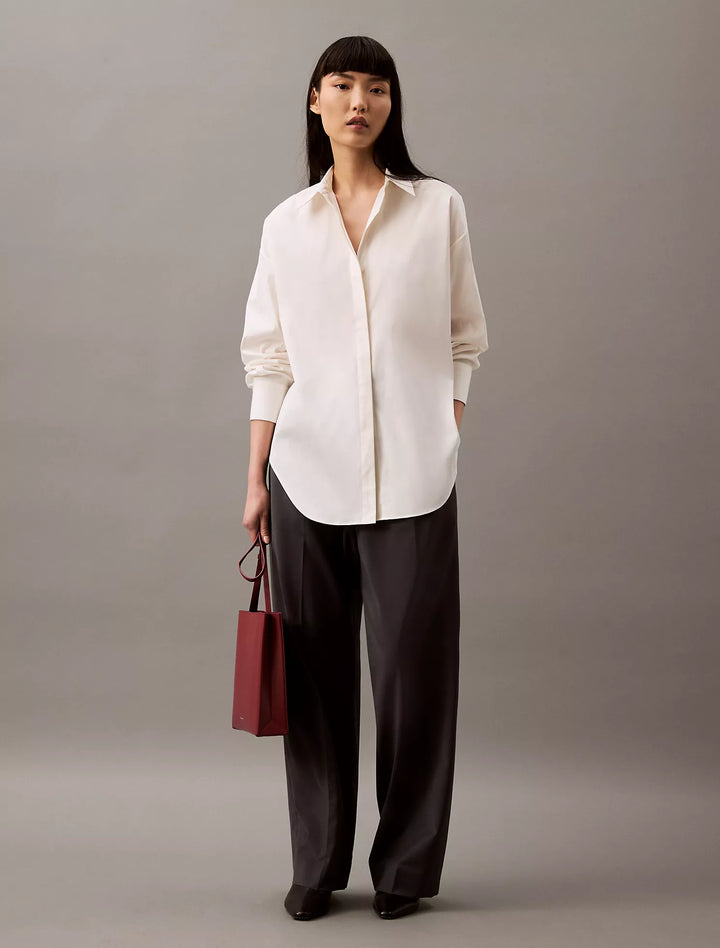 Calvin Klein Stretch Poplin Relaxed Fit Button-Down Shirt