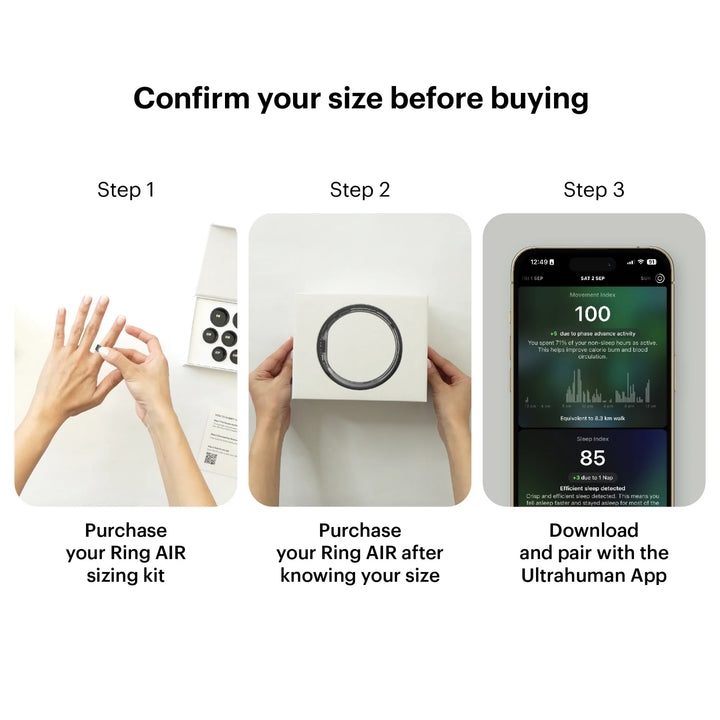 Ultrahuman Ring AIR Size 9 - World’s Lightest Sleep-Tracking Wearable - Aster Black
