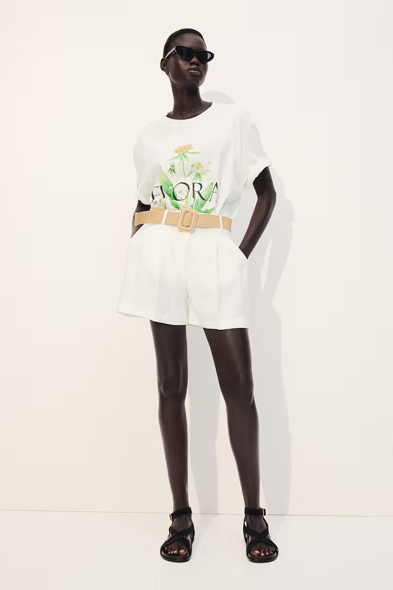 H&M BELTED TWILL SHORTS