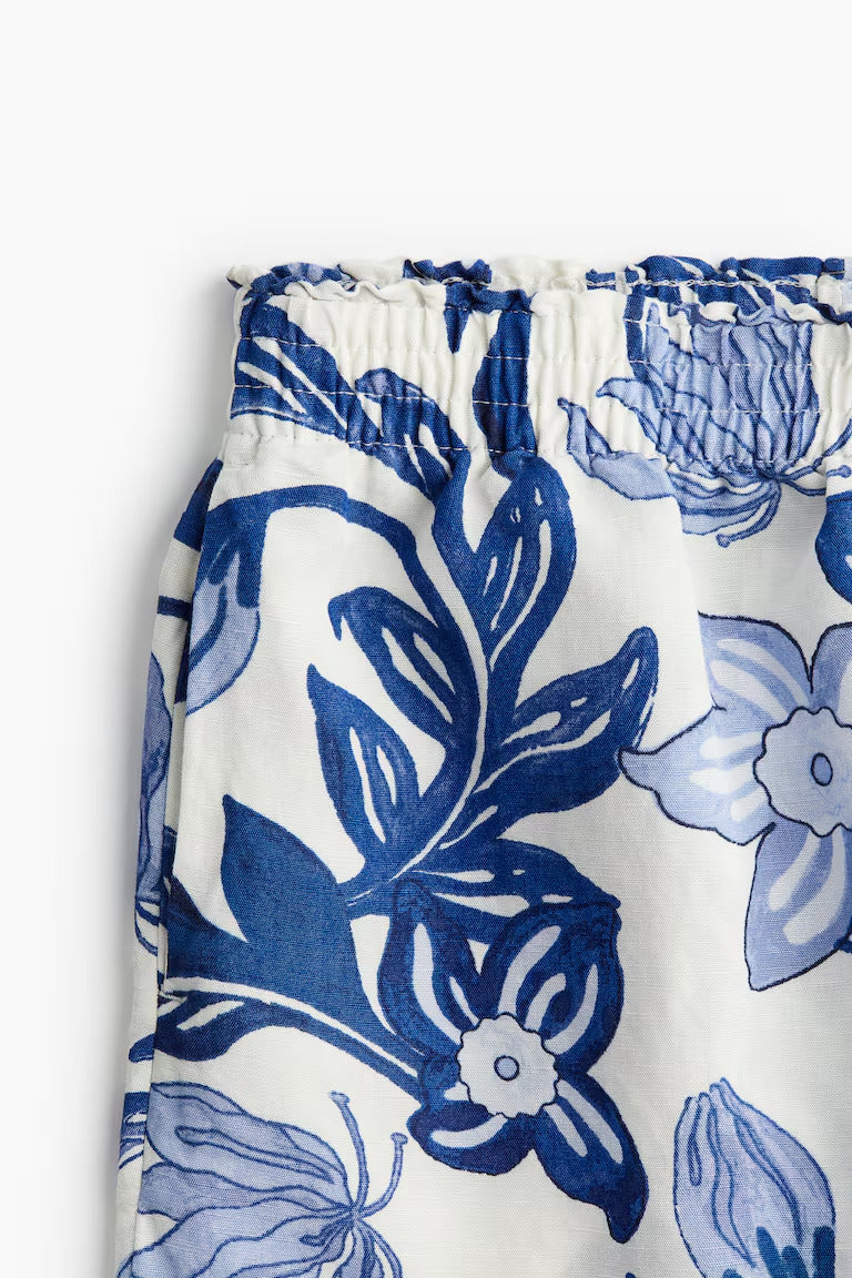 H&M LINEN-BLEND PULL-ON SHORTS