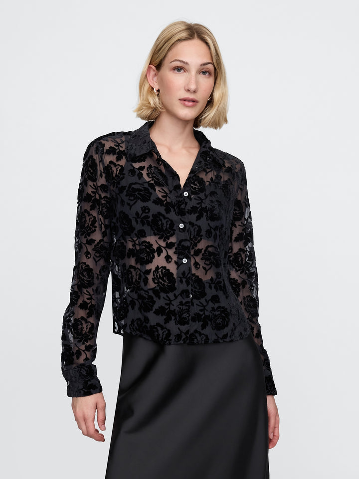 Gap Cropped Velvet Shirt
