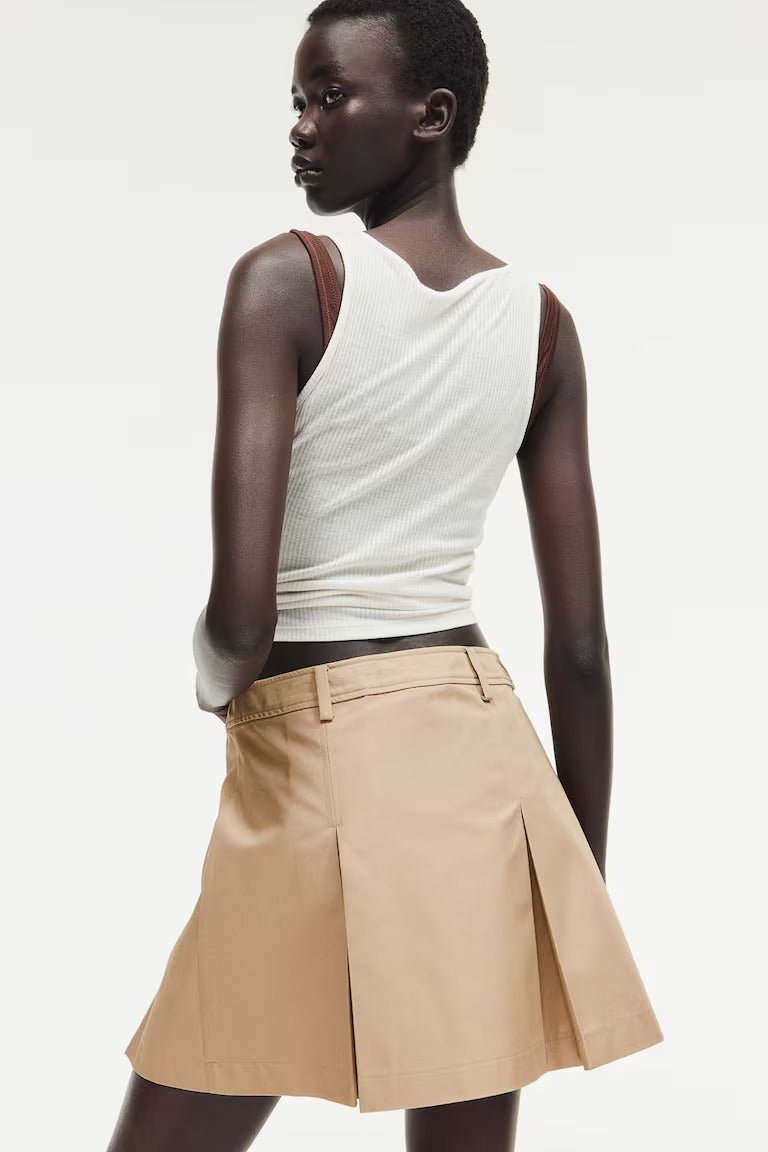 H&M PLEATED TWILL SKIRT