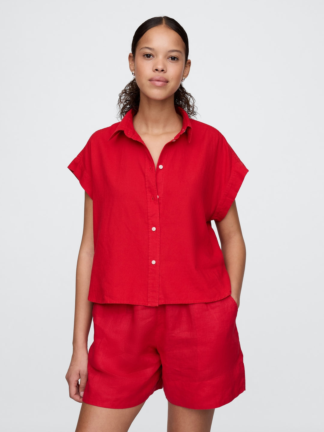 Gap Linen-Blend Cropped Shirt