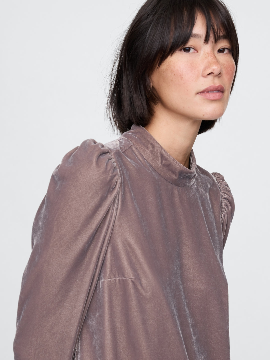 Gap Recycled Velvet Puff-Sleeve Mini Dress