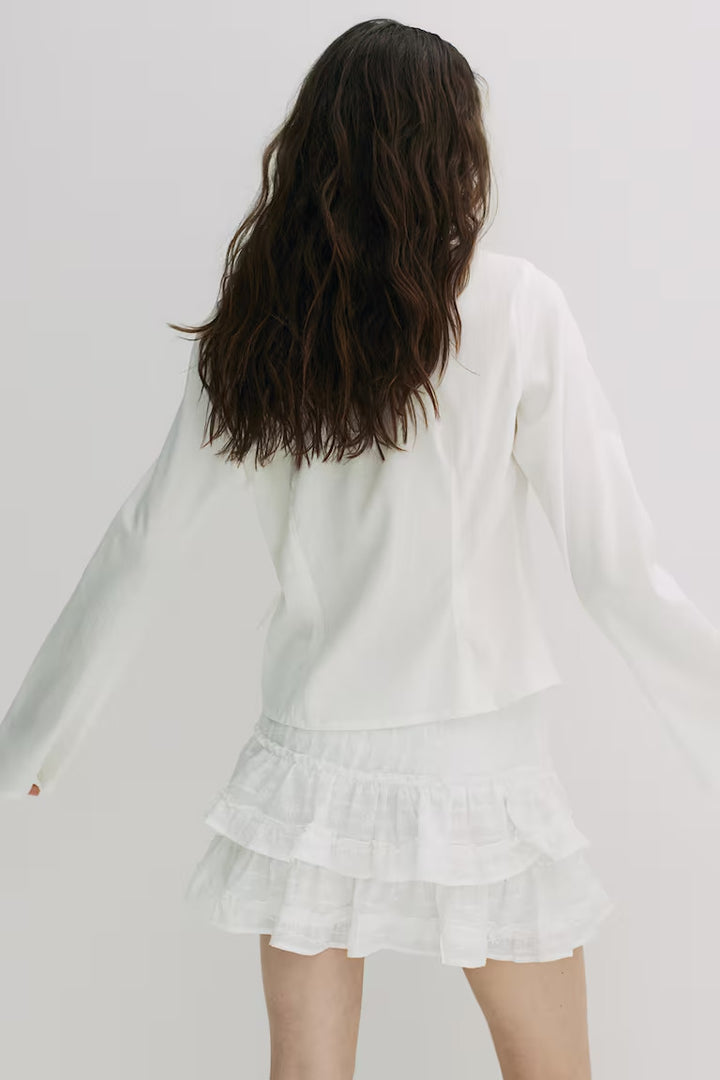 H&M EMBROIDERED TIERED SKIRT