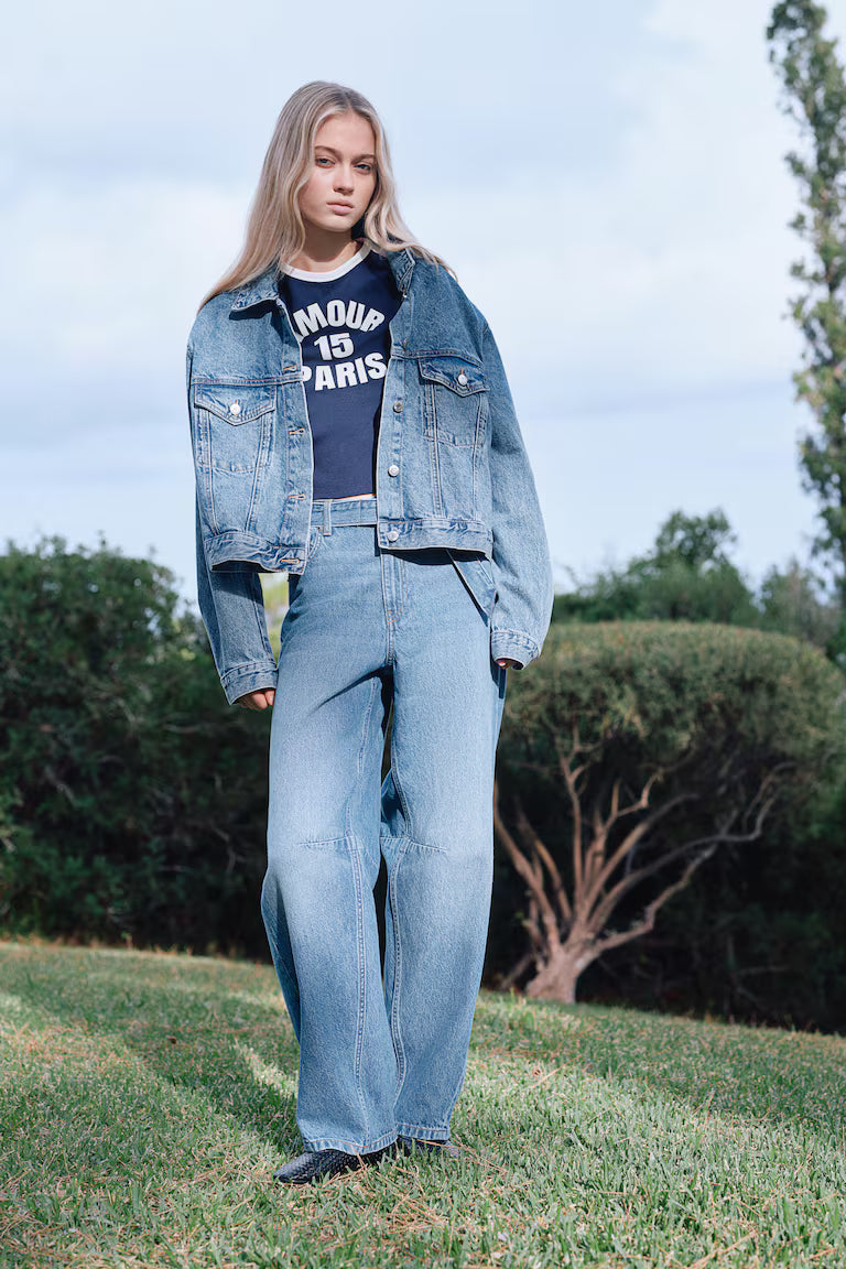 H&M High-Rise Barrel-Leg Jeans