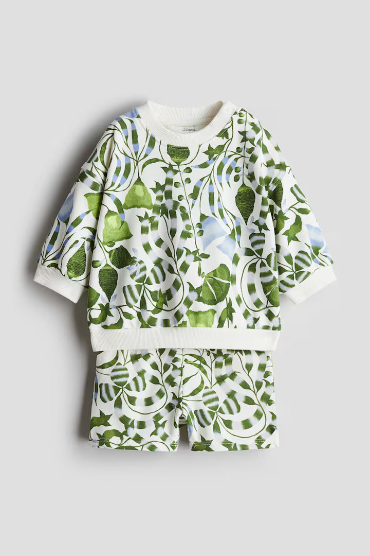 H&M 2-Piece Printed Sweatshirt and Shorts Set