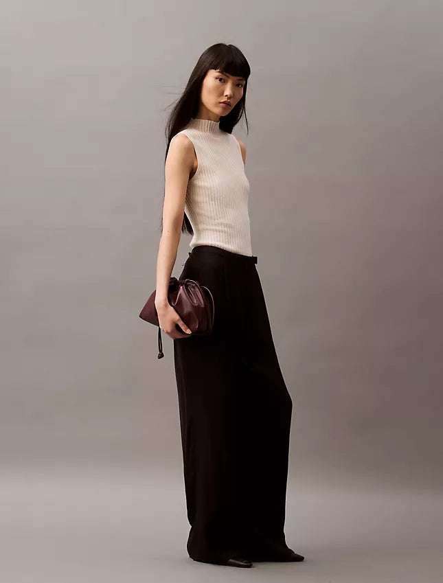 Calvin Klein Silk Cashmere Mock Neck Tank Top