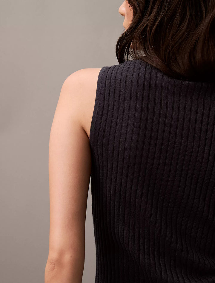 Calvin Klein Silk Cashmere Mock Neck Tank Top