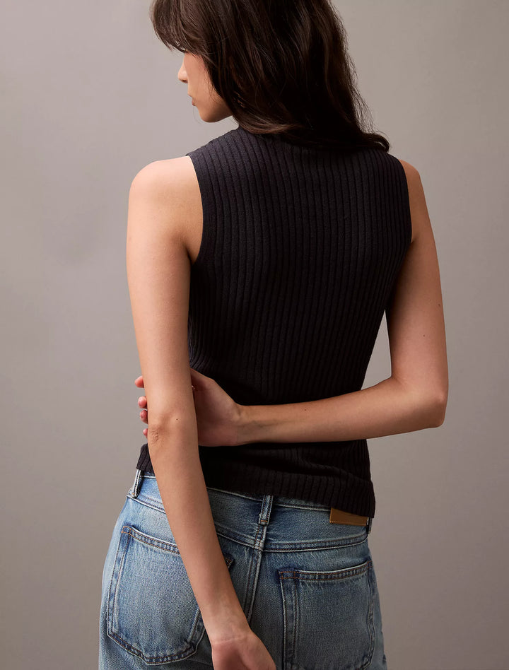 Calvin Klein Silk Cashmere Mock Neck Tank Top
