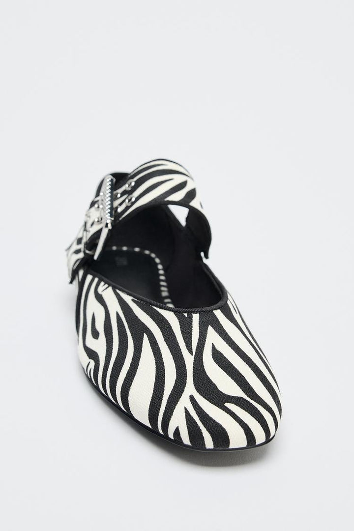 ZARA ANIMAL PRINT BUCKLE BALLET FLATS
