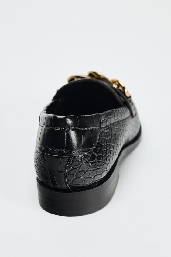 ZARA CHAIN EMBOSSED LOAFERS