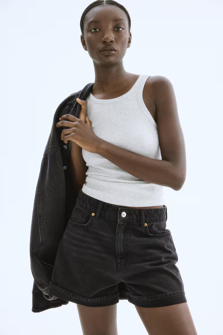 H&M HIGH WAIST DENIM SHORTS