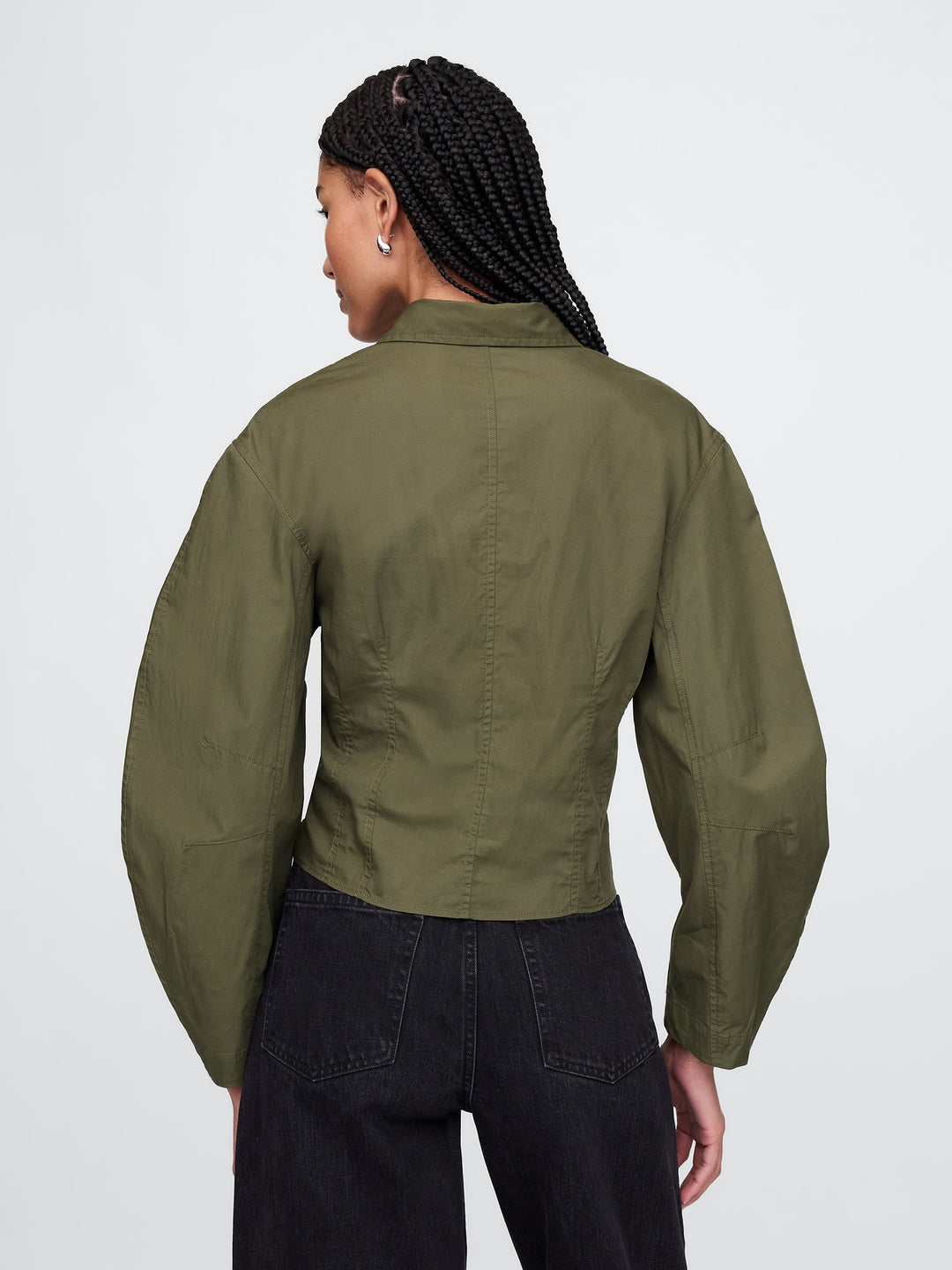 Gap Organic Cotton Poplin Barrel-Sleeve Cropped Shirt