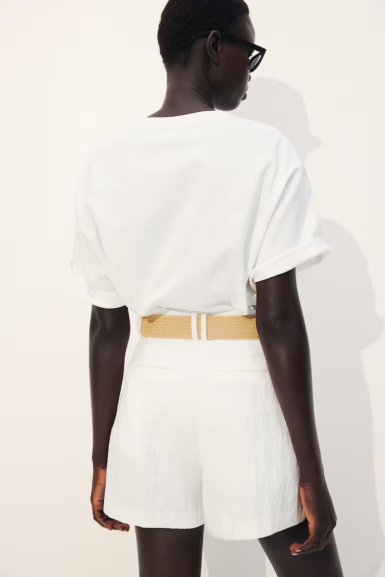 H&M BELTED TWILL SHORTS