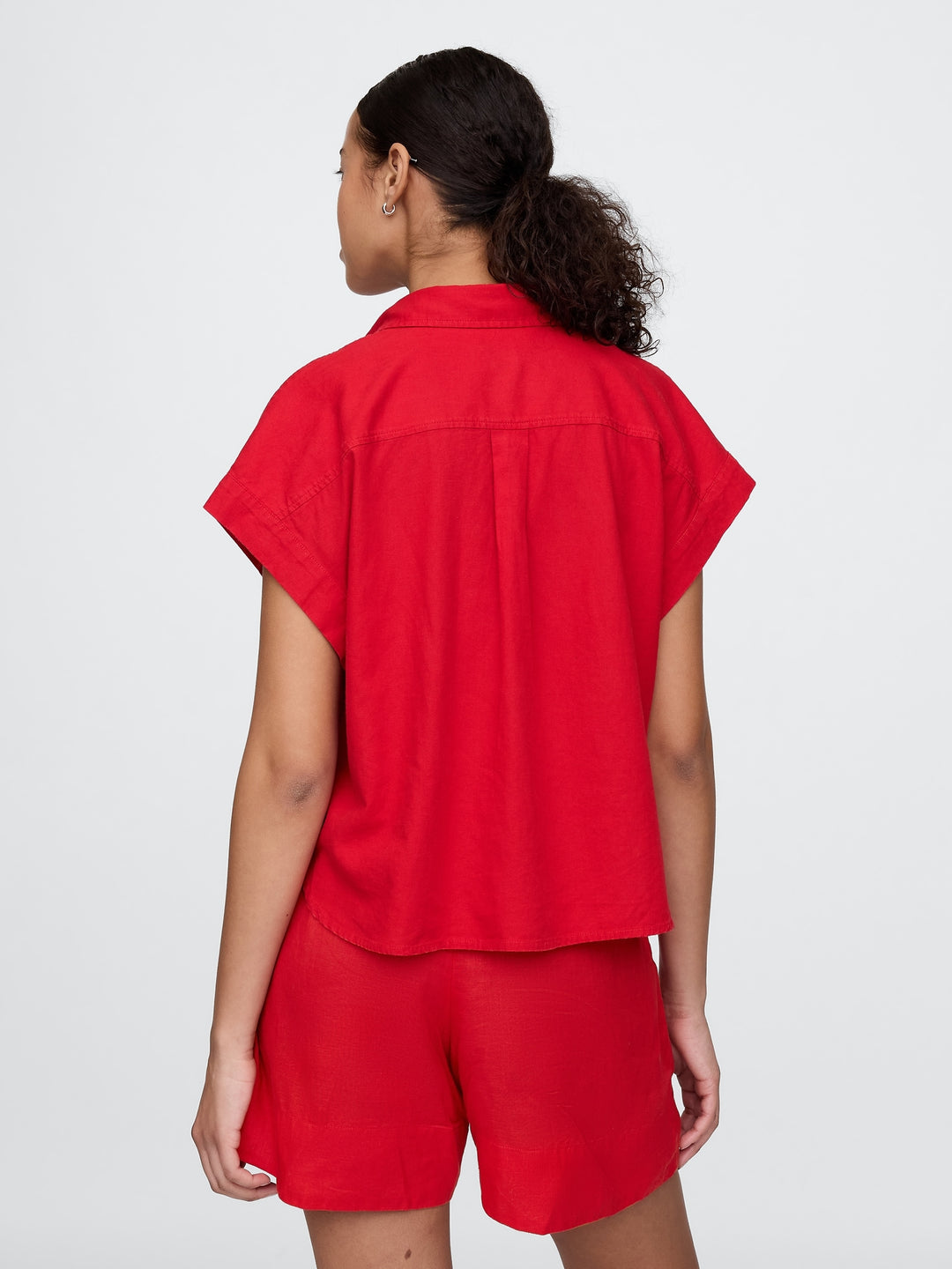 Gap Linen-Blend Cropped Shirt