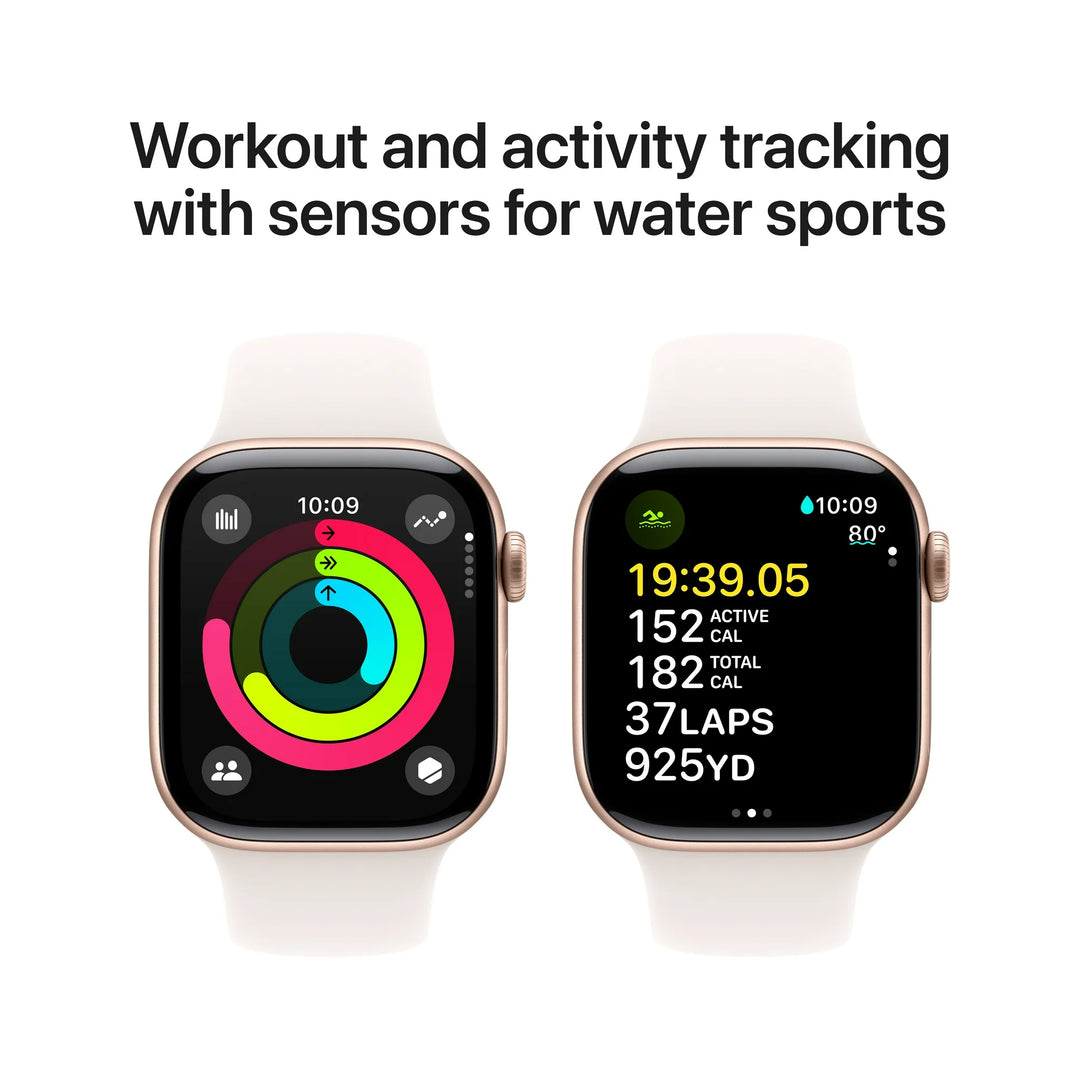 Apple Watch Series 10 GPS + Cellular 46mm Rose Gold Aluminum Case with Light Blush Sport Band - M/L