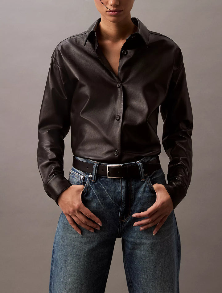 Calvin Klein Lamb Leather Button-Down Shirt