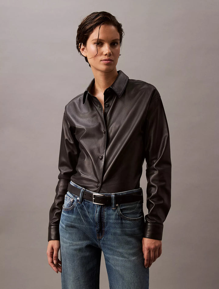 Calvin Klein Lamb Leather Button-Down Shirt