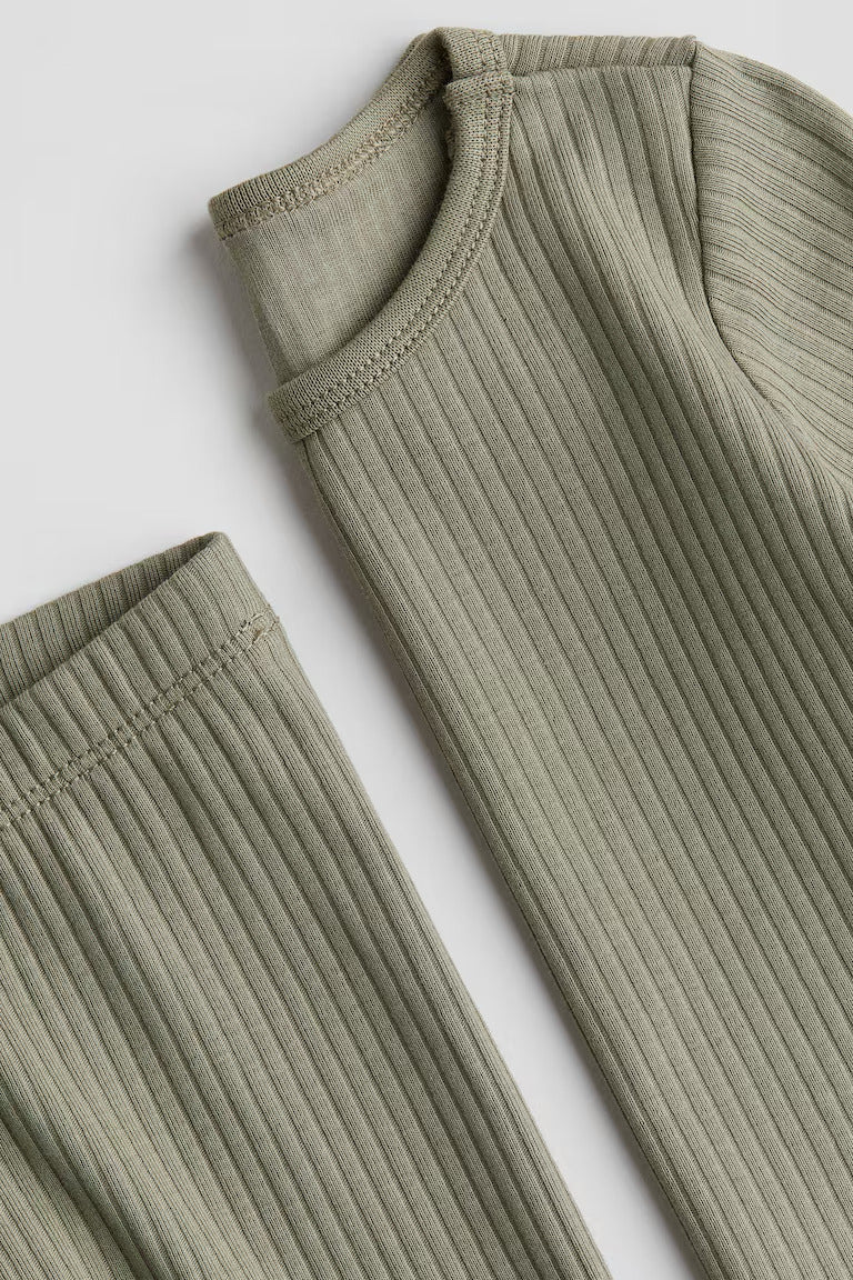 H&M RIBBED COTTON SET