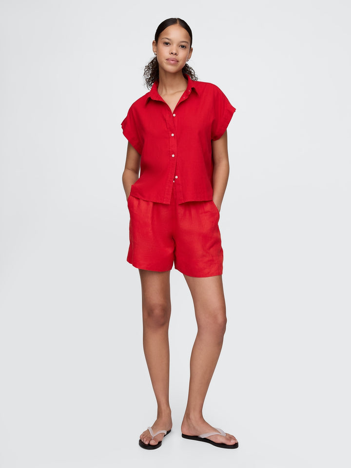 Gap Linen-Blend Cropped Shirt
